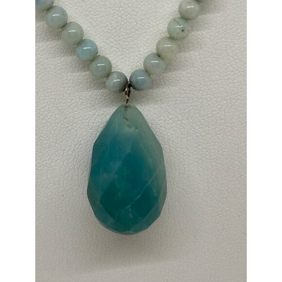 Jadeite Beaded Necklace Pendant Natural Semi-precious Stone Handcrafted 16-inch - Picture 5 of 10